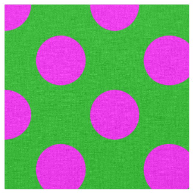 Pink&Green Polka Dots Pattern Fabric (Close Up)