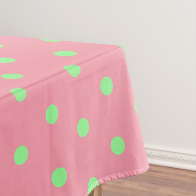 Pink Green Polka Dots Tablecloth (In Situ)