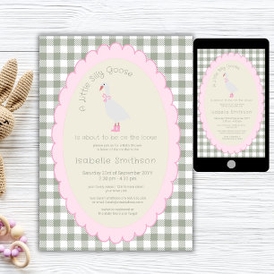 Pink & Green Preppy Silly Goose Baby Shower  Invitation