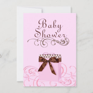 Pink/Green Present & Swirl Baby Shower Invitation