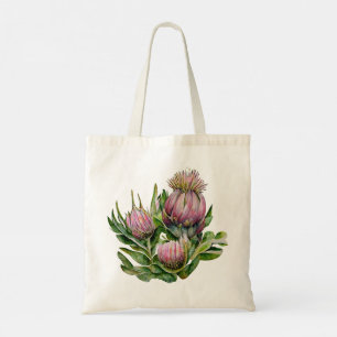 Pink & Green Protea Flowers Tote Bag