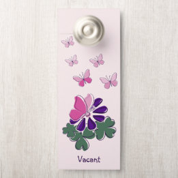 Pink Green Purple Flower Butterfly Doodle Name Door Hanger