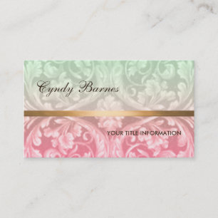 Pink Green Renaissance Damask Business Card