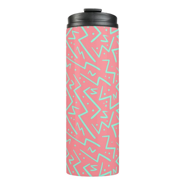 Pink & Green Retro Psychedelic Design Thermal Tumbler (Front)