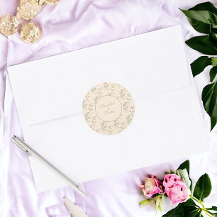 Pink Green Retro Y2K 70s Flower Pattern Classic Round Sticker