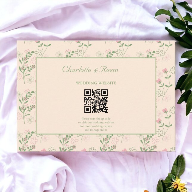 Pink Green Retro Y2K 70s Flower Pattern Enclosure Card (Zazzle Pink Green Retro Y2K 70s Flower Pattern Enclosure Card)