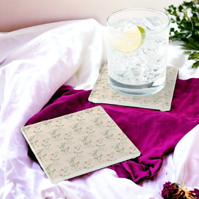 Pink Green Retro Y2K 70s Flower Pattern Glass Coaster (Zazzle Pink Green Retro Y2K 70s Flower Pattern Glass Coaster)