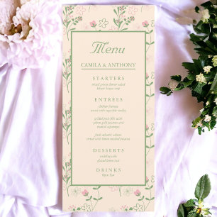 Pink Green Retro Y2K 70s Flower Pattern Menu
