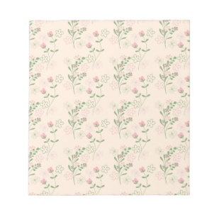 Pink Green Retro Y2K 70s Flower Pattern Notepad