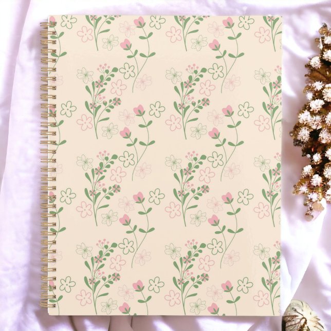 Pink Green Retro Y2K 70s Flower Pattern Planner (Zazzle Pink Green Retro Y2K 70s Flower Pattern  Planner)