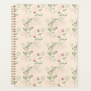 Pink Green Retro Y2K 70s Flower Pattern Planner