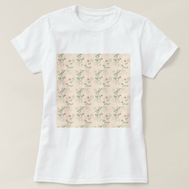 Pink Green Retro Y2K 70s Flower Pattern T-Shirt (Design Front)