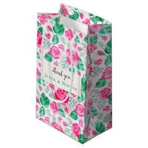 Pink Green Rose Petals Flowers Garden Wedding Small Gift Bag