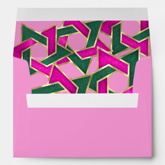 Pink Green Star of David Gold Envelope (Back (Bottom))