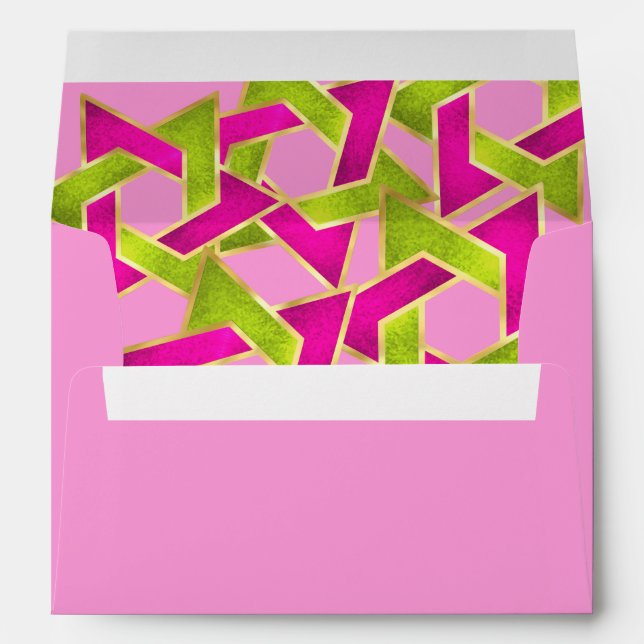Pink Green Star of David Gold Envelope (Back (Bottom))