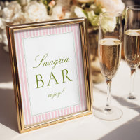 Pink & Green Stripes Bridal Shower Bar