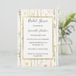 Pink Green Stripes Flowers Bridal Shower Invitation