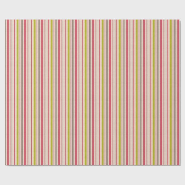 Pink & green stripes  wrapping paper (Flat)