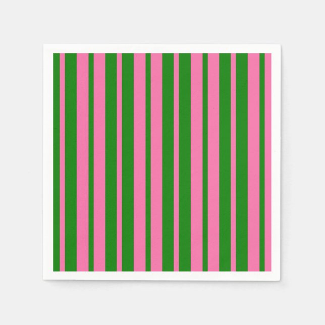 Pink Green Stylish Stripes Pattern Design  Napkin (Front)