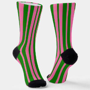 Pink Green Stylish Stripes Pattern Design  Socks