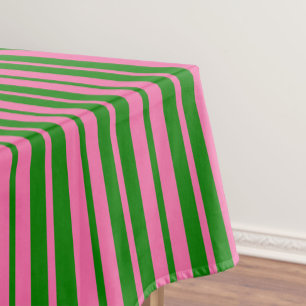 Pink Green Stylish Stripes Pattern Design Tablecloth