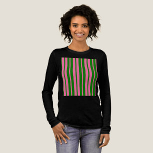 Pink Green Stylish Stripes Pattern Design Tri-Blend Shirt