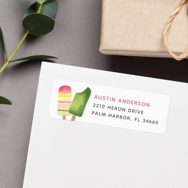 Pink & Green Summer Popsicle Return Address (Creator Uploaded)