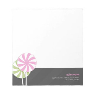 Pink & Green Swirl Lollipops Personalizable Notepad