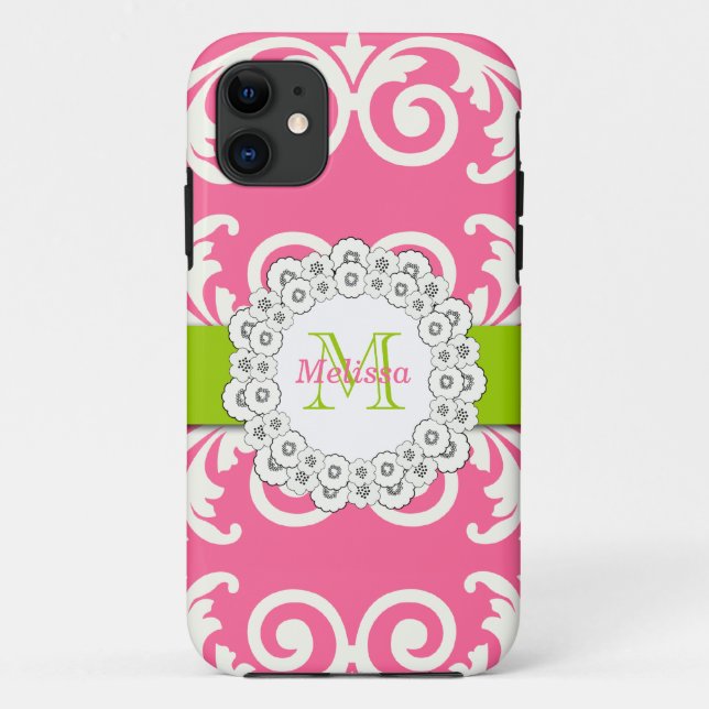 Pink Green Swirls Floral iPhone 5 Case-Mate Case (Back)