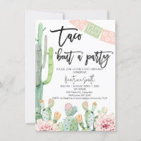 Pink Green Taco Bout Party Birthday Invitation