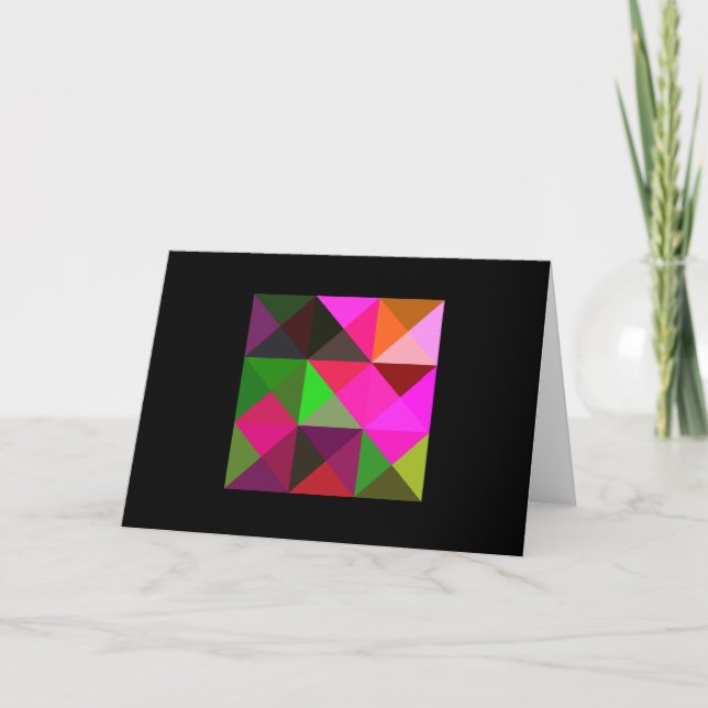 Pink Green Tones Quilt Square Note Card (Front)
