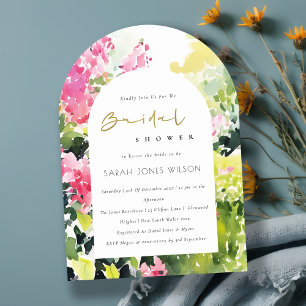 Pink Green Tropical Bougainvillea Bridal Shower Invitation
