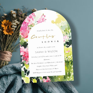Pink Green Tropical Bougainvillea Couples Shower Invitation