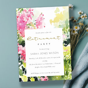 Pink Green Tropical Bougainvillea Retirement Party Invitation