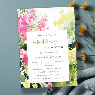 Pink Green Tropical Bougainvillea Wedding Shower Invitation