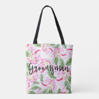 Pink Green Tropical Oasis Botanical GROOMSMAN