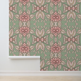 Pink & Green Victorian Elegance Wallpaper