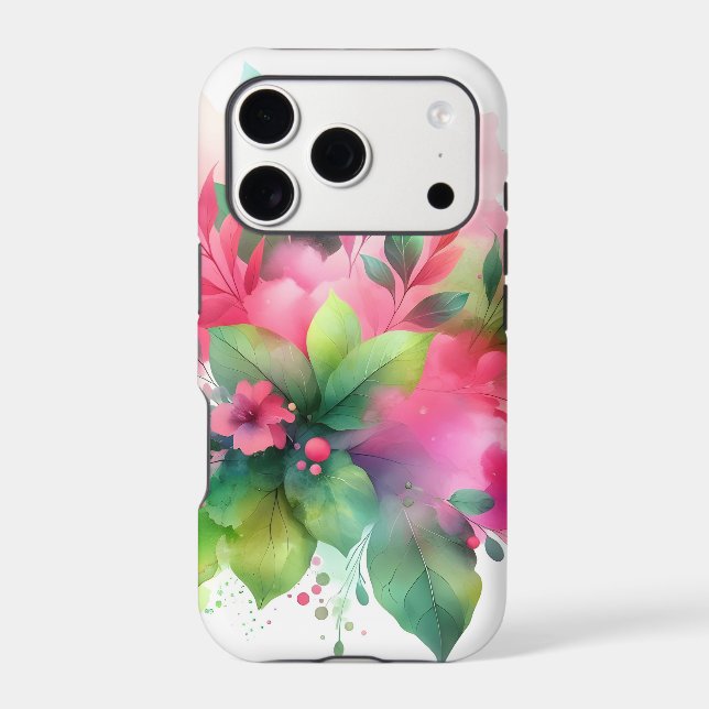 Pink Green Watercolor Botanical Bloom (Back)