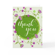 Pink Green Watercolor Fine Floral Thank You