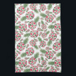Pink Green Watercolor Floral Pineapples Pattern Tea Towel<br><div class="desc">This artistic and pretty pattern is perfect for the summer season. It features hand-painted bright pink, sage green, and forest green flowers and leaves that compose a botanical pineapple pattern. It's modern, girly, cute, and trendy; the perfect design for yourself, a friend, or a family member. ***IMPORTANT DESIGN NOTE: For...</div>