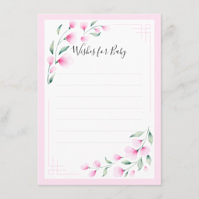 Pink Green Watercolor Floral Wishes Advice Card (Front)