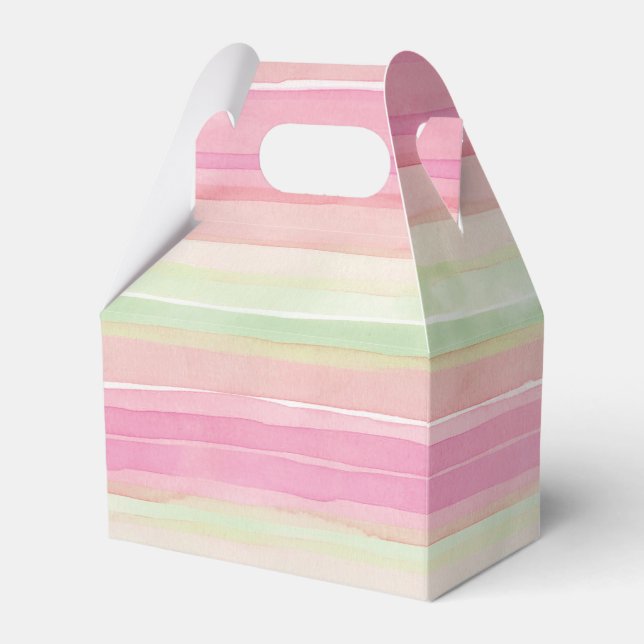 Pink Green Watercolor Stripe Gift Box (Front Side)