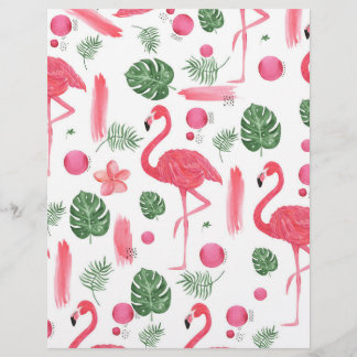Pink green watercolor tropical flamingo floral flyer