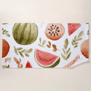 Pink Green Watermelon Cute Tropical Fruits Beach Towel
