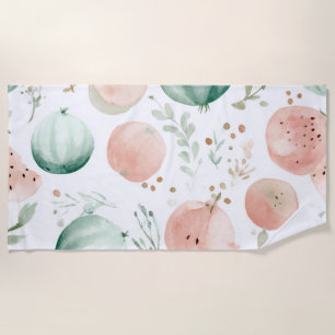 Pink Green Watermelon Cute Tropical Fruits Beach Towel