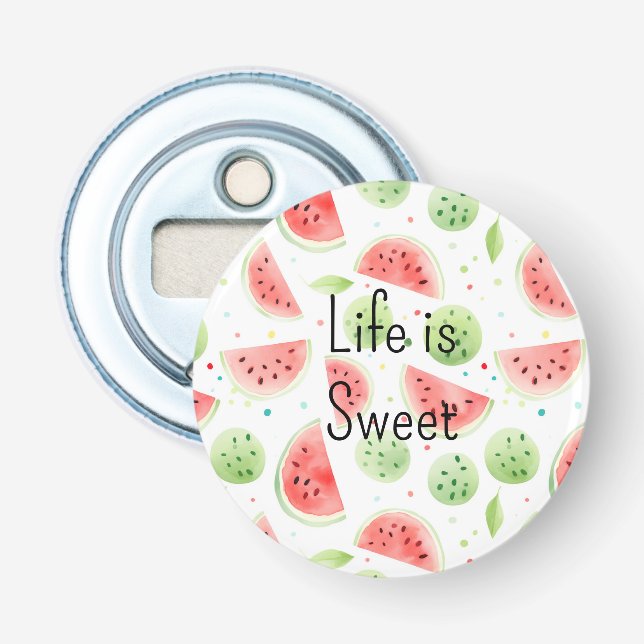 Pink Green Watermelon Fruit Bottle Opener (Front)