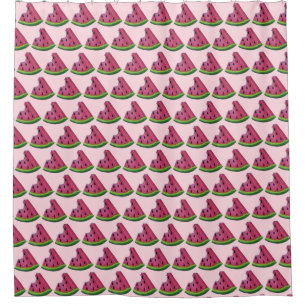 Pink Green Watermelon Melon Slice Wedge Fruity Shower Curtain