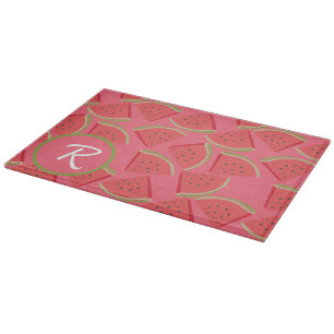 Pink &Green Watermelon Monogram Cutting Board