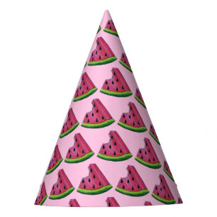 Pink Green Watermelon Slice Birthday Party Picnic Hat