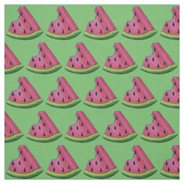 Pink Green Watermelon Slice Fruit Summertime Fun Fabric (Swatch)